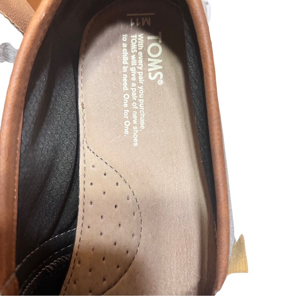 TOMS Men’s Classic Grey Chambray / Synthetic Leather Trim Slip-on Size 11 - Picture 11 of 14